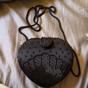 Elegant Black Beaded Women's Bag